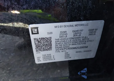 2021 Cadillac Xt6 Fwd Premium Luxury из США, поврежденный, VIN 1GYKPCRS5MZ135058